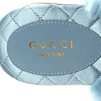 Gucci Faux Fur Interlocking G Slippers 36.5 Blue Black 8 of 9