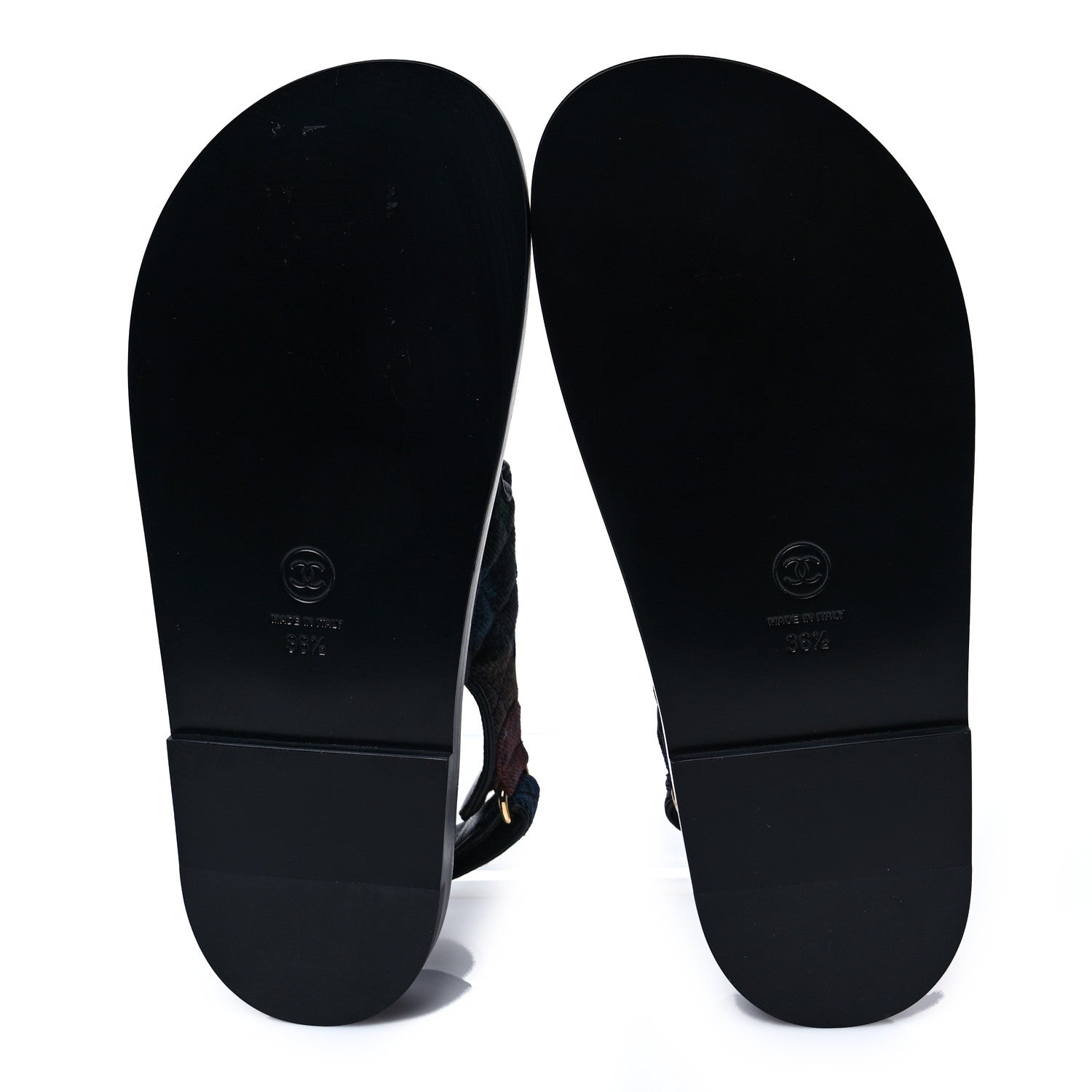 Chanel Denim Quilted Dad Sandals 36.5 Black Multicolor 5 of 9