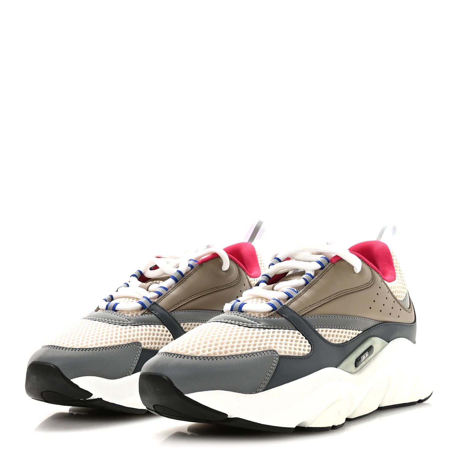Christian Dior Technical Mesh Calfskin Mens B22 Sneakers 43 Beige Deep Grey Brown 4 of 8