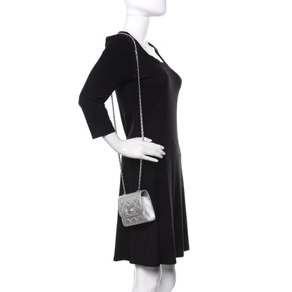 Chanel Metallic Lambskin Quilted Mini Trendy CC Clutch With Chain Silver 2 of 11