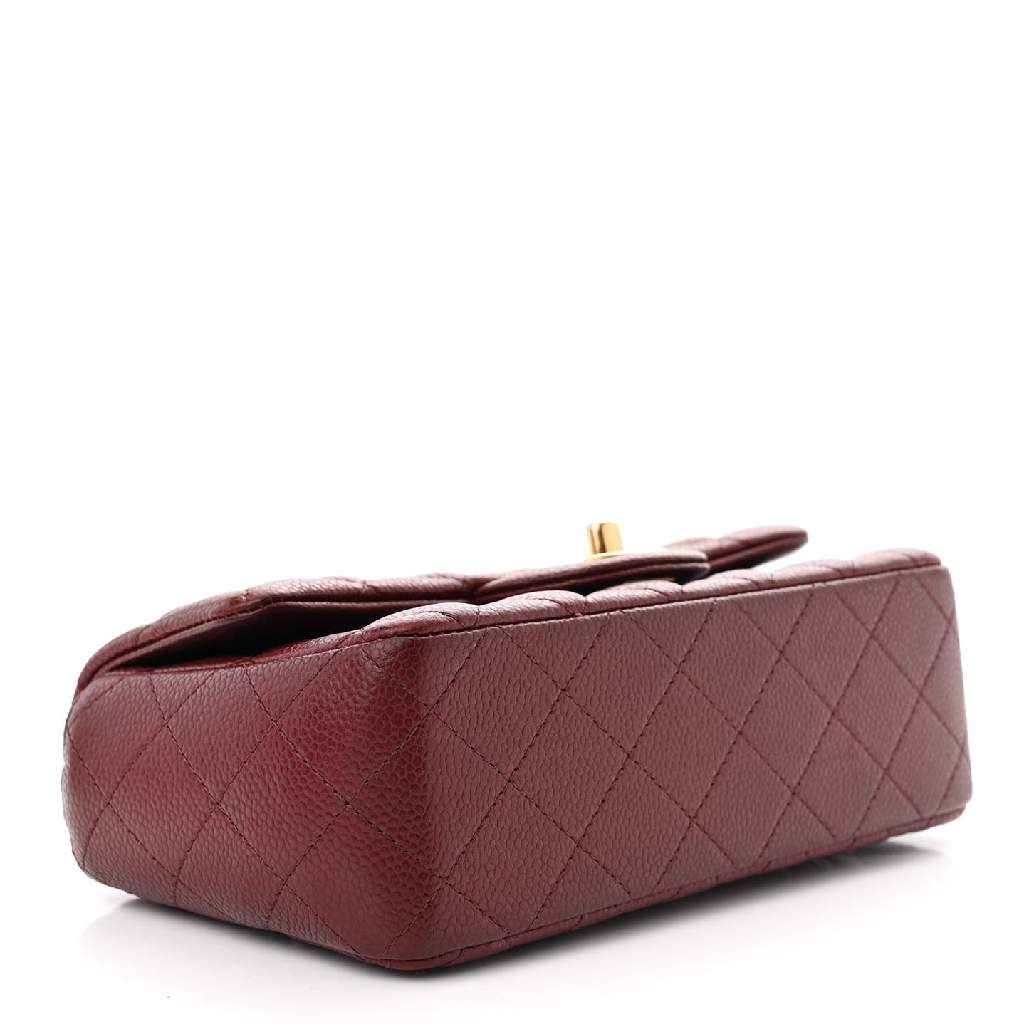 Caviar Quilted Mini Rectangular Flap Dark Red