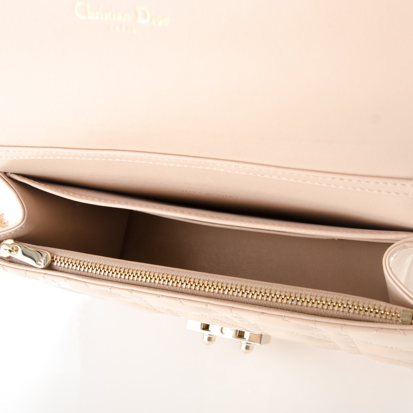 Patent Cannage Miss Dior Promenade Pouch Beige