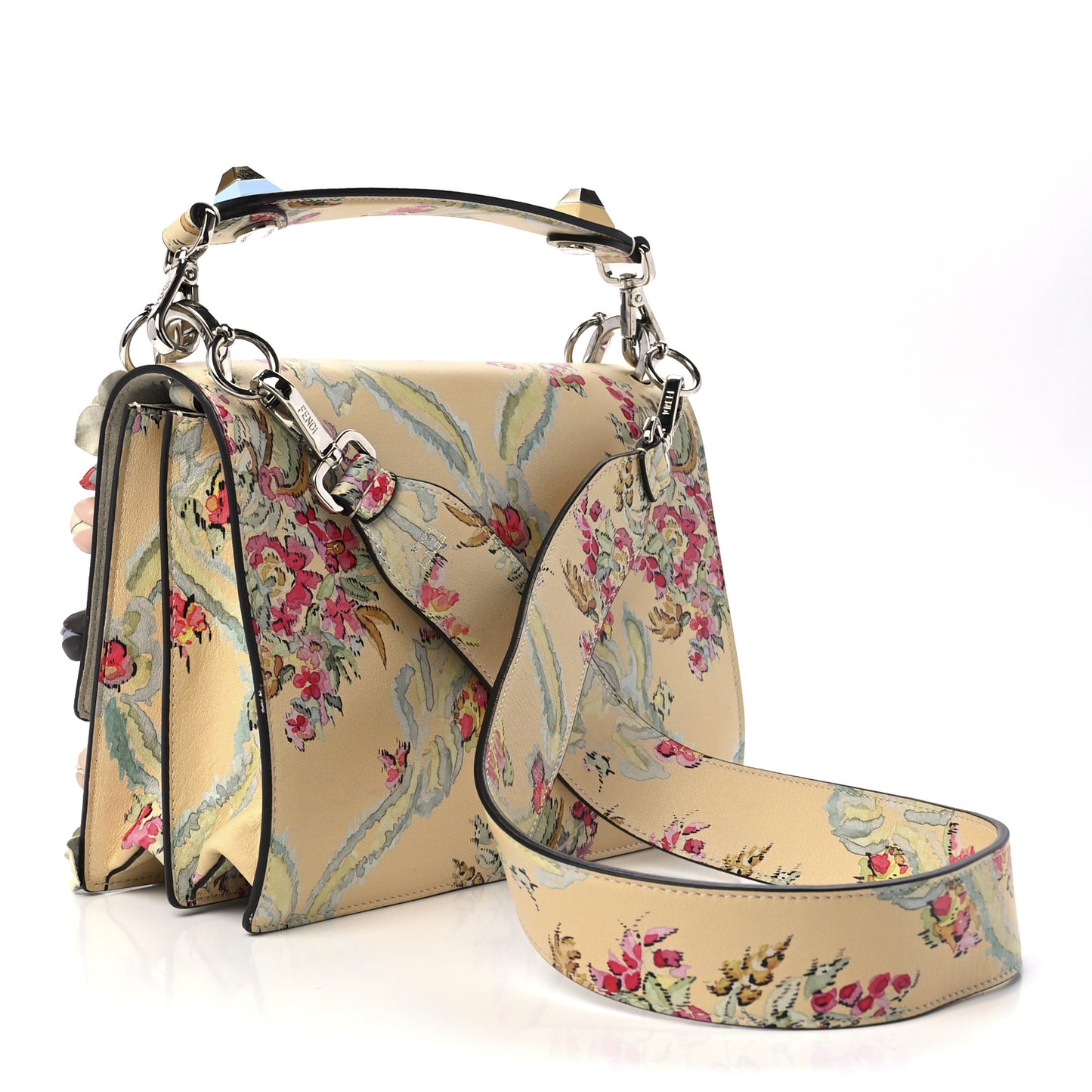 Vitello Marie Antoinette Print Rosebud Kan I Shoulder Bag Panna Multicolor