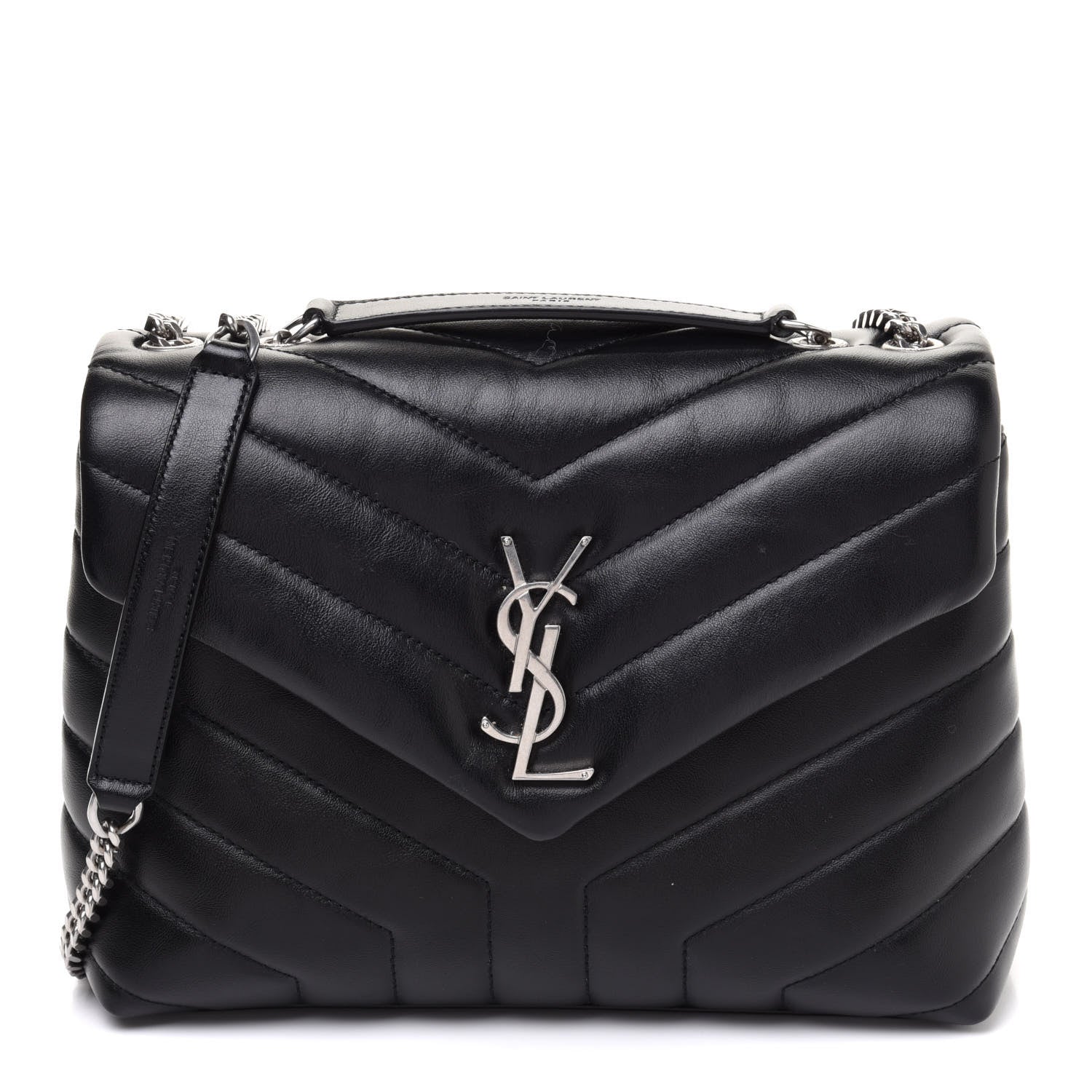 Saint Laurent Calfskin Y Quilted Monogram Small Loulou Chain Satchel Black 1 of 10