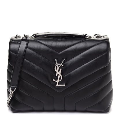 Saint Laurent Calfskin Y Quilted Monogram Small Loulou Chain Satchel Black 1 of 10