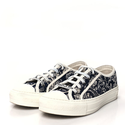 Christian Dior Canvas Toile De Jouy Embroidered Womens Walk'N'Dior Low Top Sneakers 39 Off White Deep Blue 3 of 8