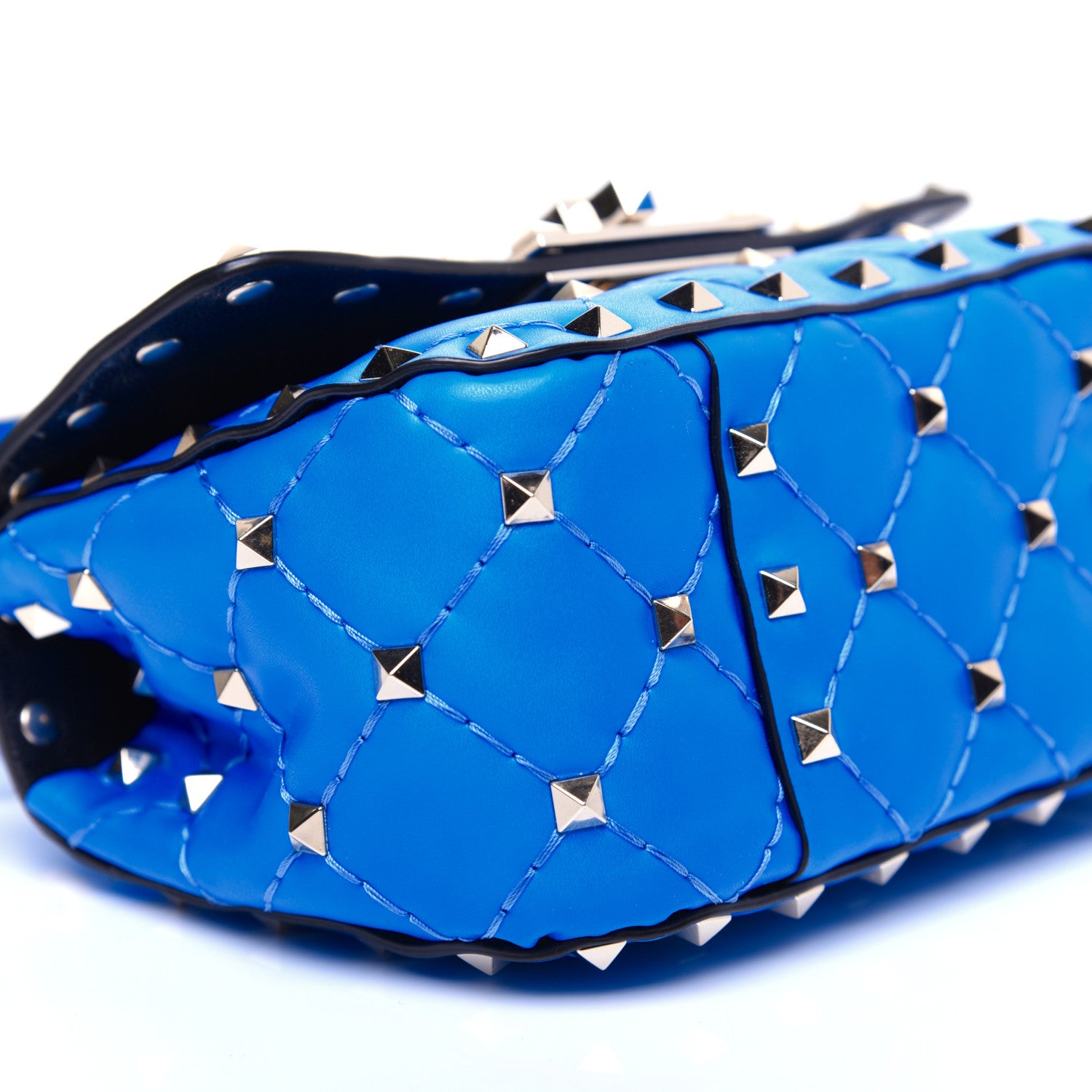 Valentino Garavani Calfskin Micro Rockstud Spike Shoulder Bag Blue Fluo 6 of 11