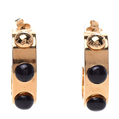 Louis Vuitton Lacquer Gimme A Clue Hoop Earrings PM Gold Black 1 of 3