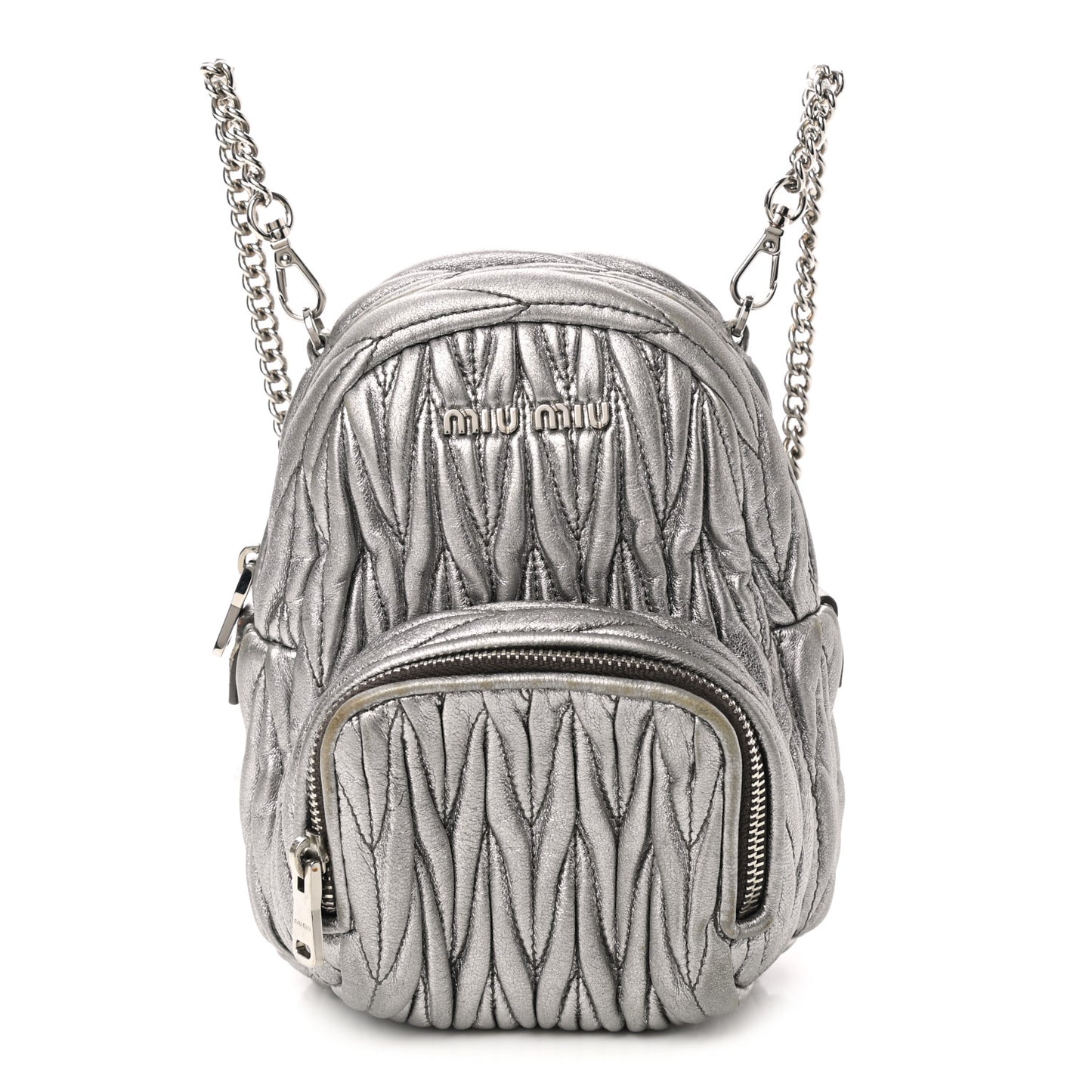 Metallic Nappa Matelasse Lux Mini Backpack Cromo