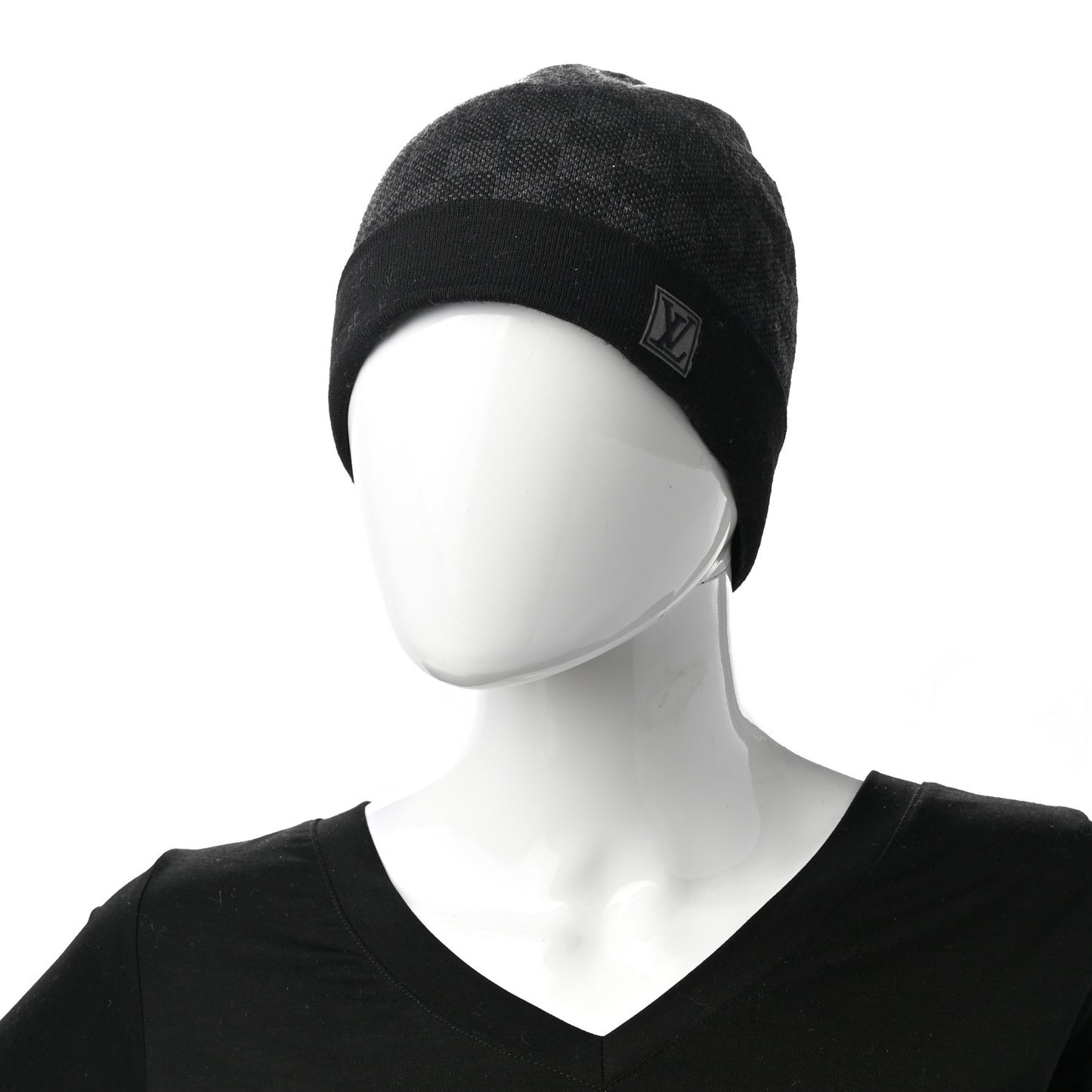 Wool Bonnet Petit Damier Graphite Beanie Hat