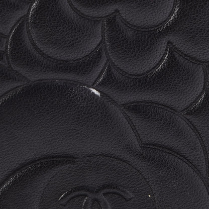 Chanel Lambskin Camellia Embossed Wallet On Chain WOC Black 10 of 12