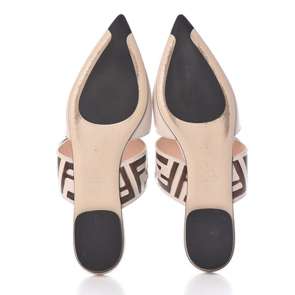 Fendi Vitello FF Embossed Buckle Flat Mules 36.5 Camelia Moresco 7 of 17