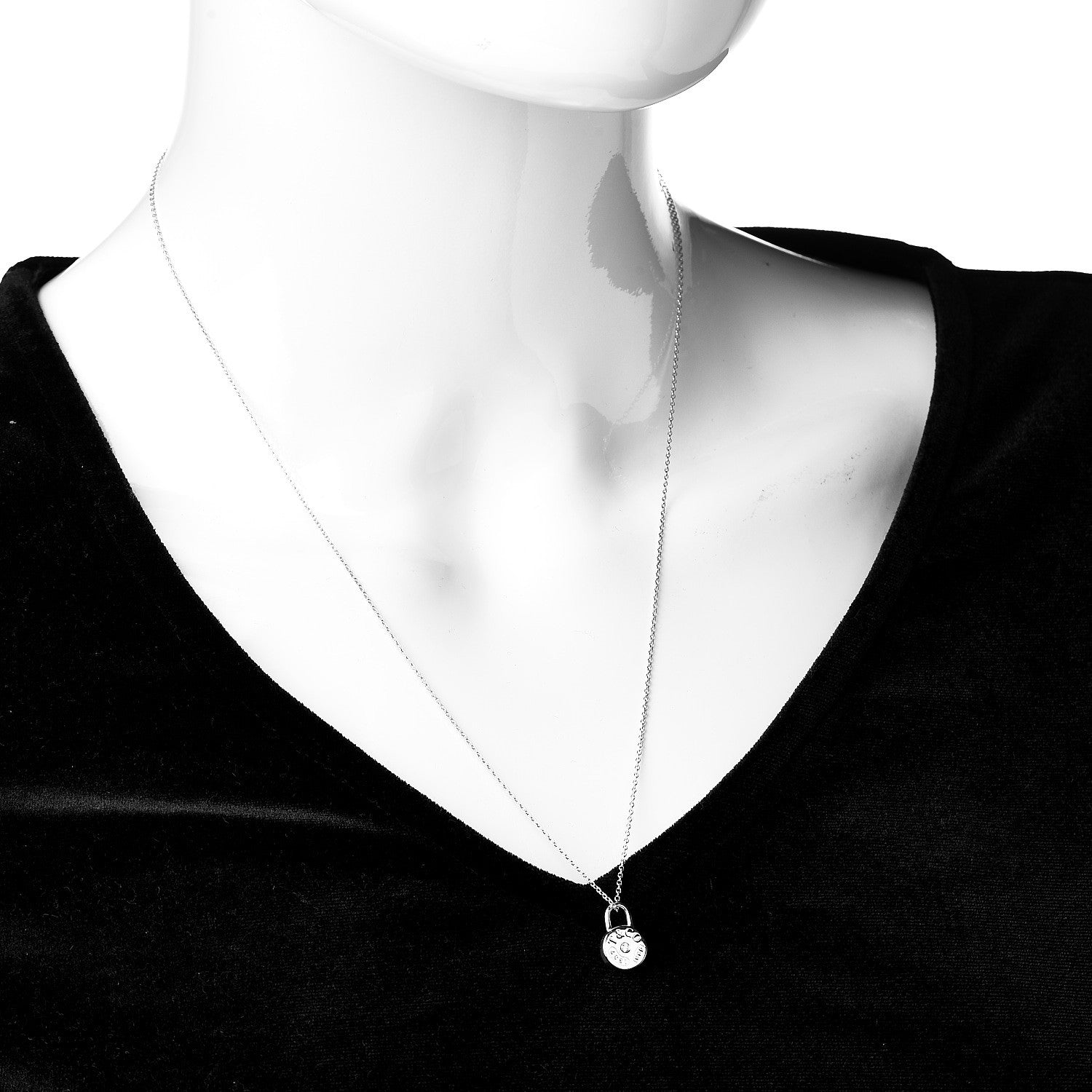 Tiffany Sterling Silver Diamond 1837 Circle Lock Necklace 2 of 4