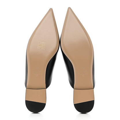 Valentino Garavani Calfskin Roman Stud Pointed Flat Mules 39 Black 5 of 9