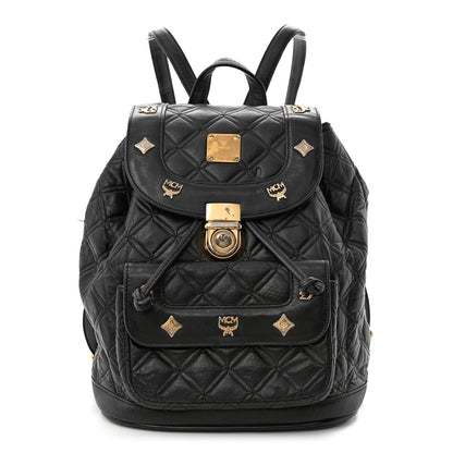MCM Calfskin Studded Drawstring Backpack Black 1 of 11
