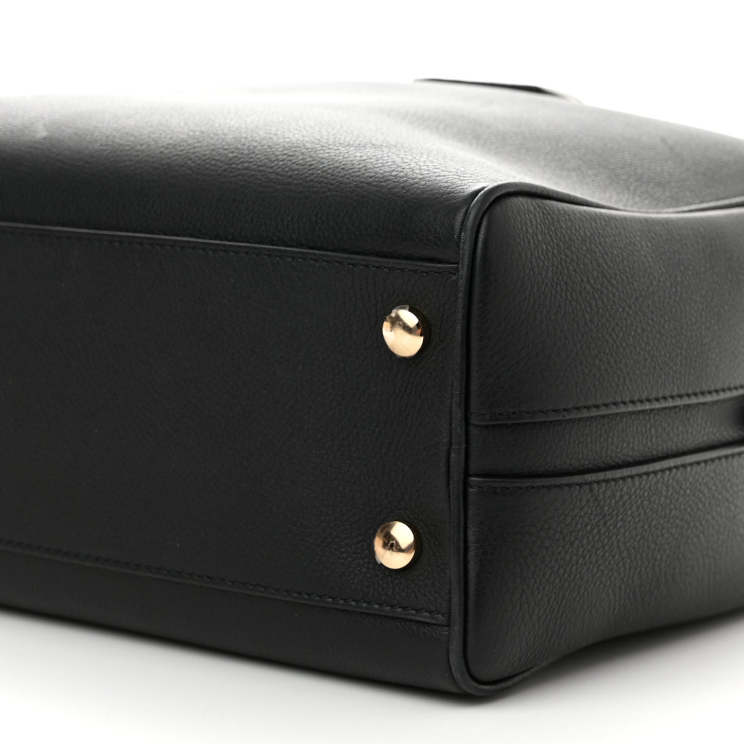 Grained Calfskin Large Half Cube Bowling Bag Black