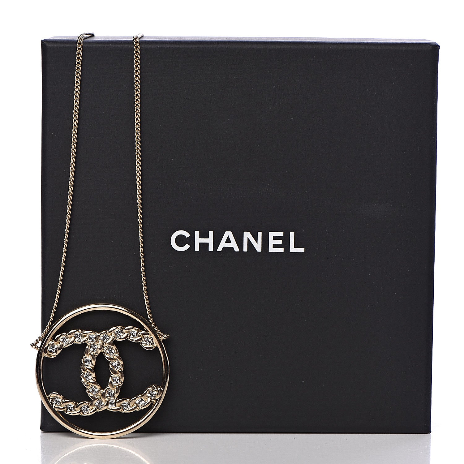 Chanel Baguette Crystal High Society CC Pendant Necklace Gold 5 of 5