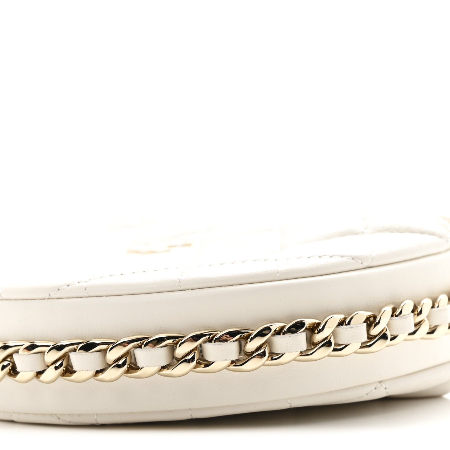 Lambskin Quilted Chain Around Pouch Hobo White