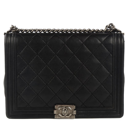Chanel Calfskin Double Stitch Large Boy Flap Black 1 of 10