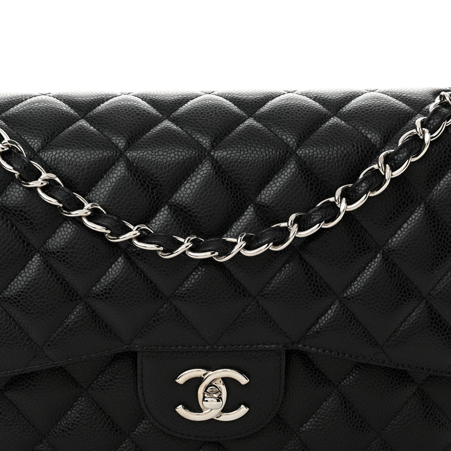 Caviar Quilted Jumbo Double Flap Black