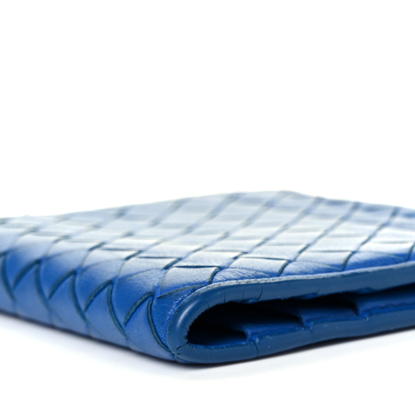 Nappa Intrecciato Card Holder Blue