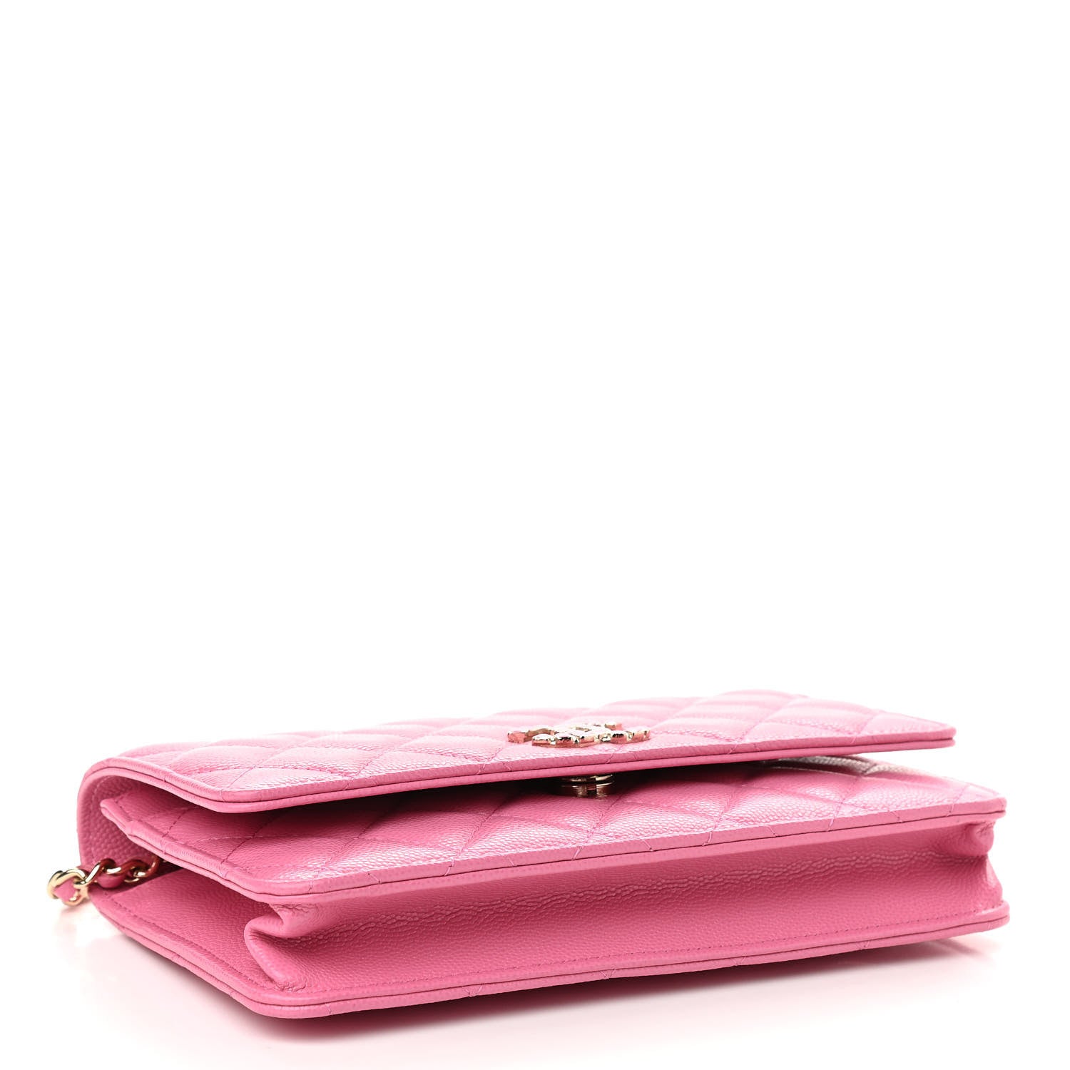 Chanel Caviar Quilted Glass Wallet On Chain WOC Pink 4 of 12