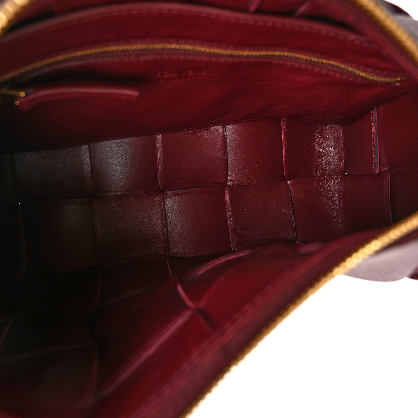 Grained Calfskin Maxi Intrecciato Brick Cassette Bag Bordeaux