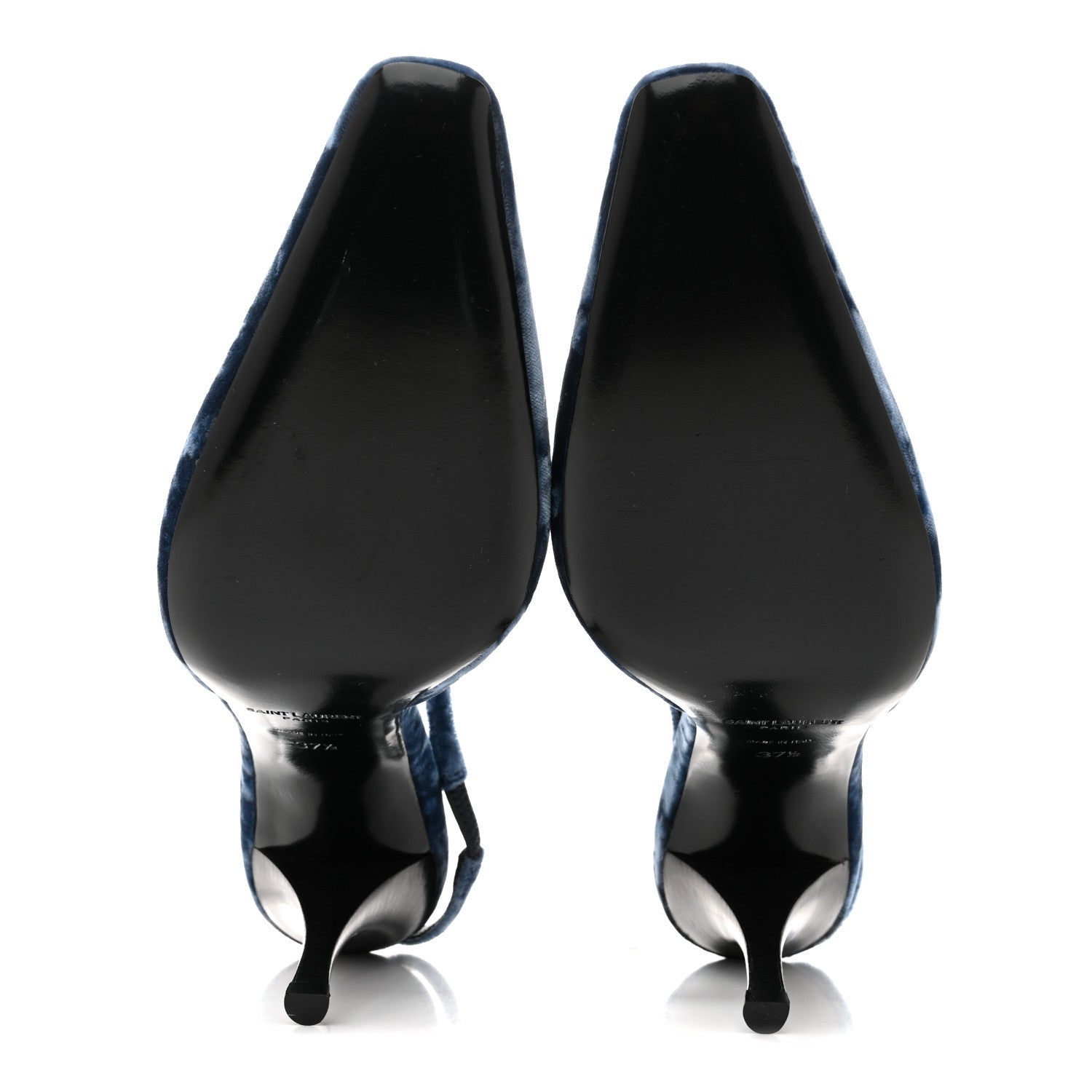 Saint Laurent Velvet Tom 90 Dream Slingback Pumps 37.5 Denim 6 of 11