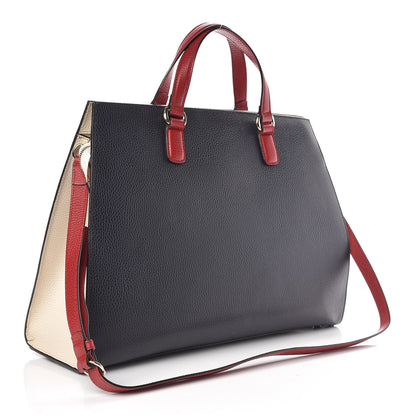 Gucci Dollar Calfskin Large Soho Top Handle Satchel Blue Hibiscus Red Mystic White 3 of 13
