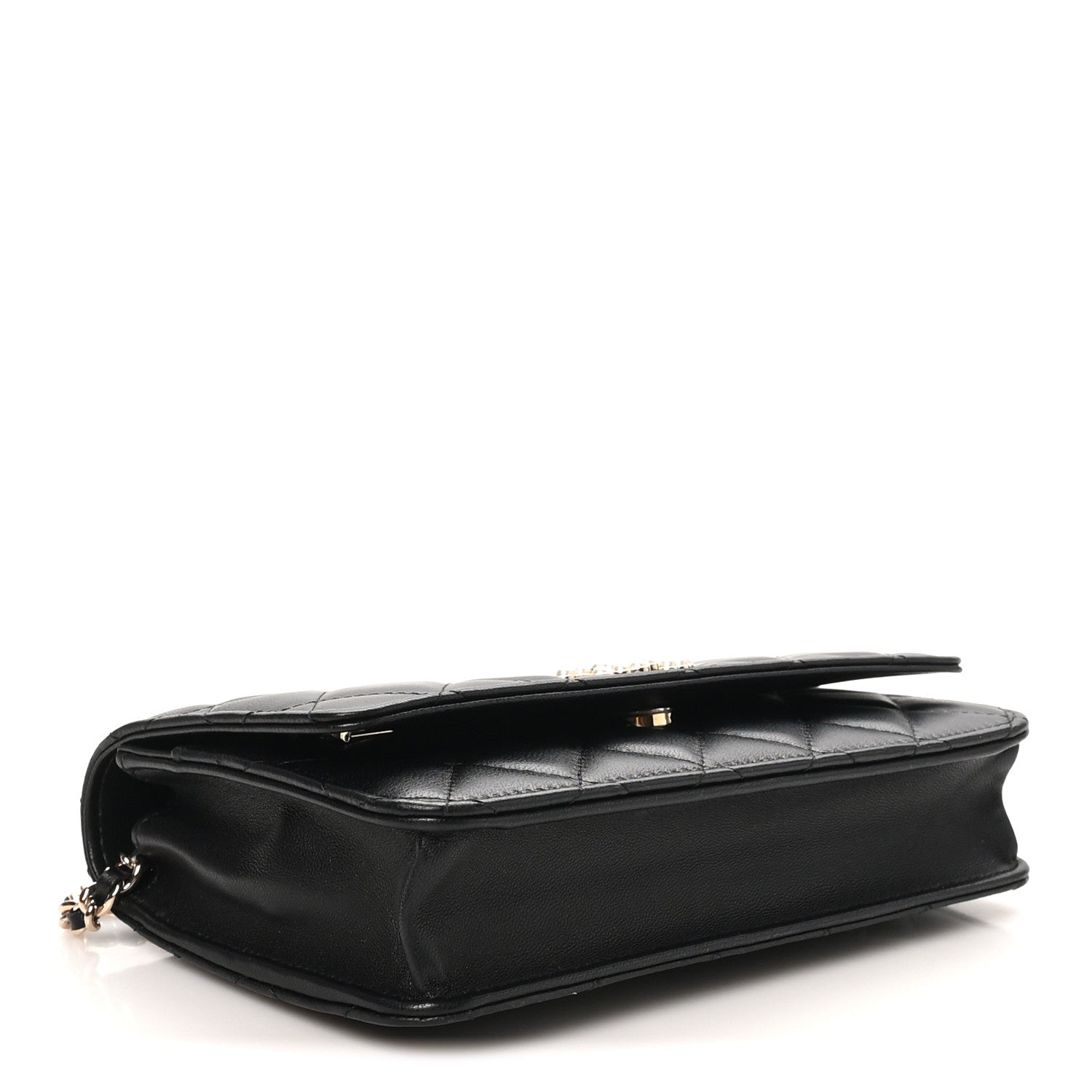 Chanel Lambskin Quilted Pearl CC Wallet on Chain WOC Black 4 of 10