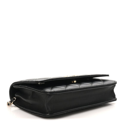 Chanel Lambskin Quilted Pearl CC Wallet on Chain WOC Black 4 of 10