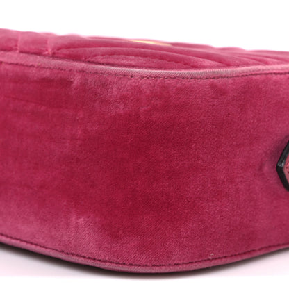 Gucci Velvet Matelasse Small GG Marmont Chain Shoulder Bag Light Raspberry Rose 10 of 10