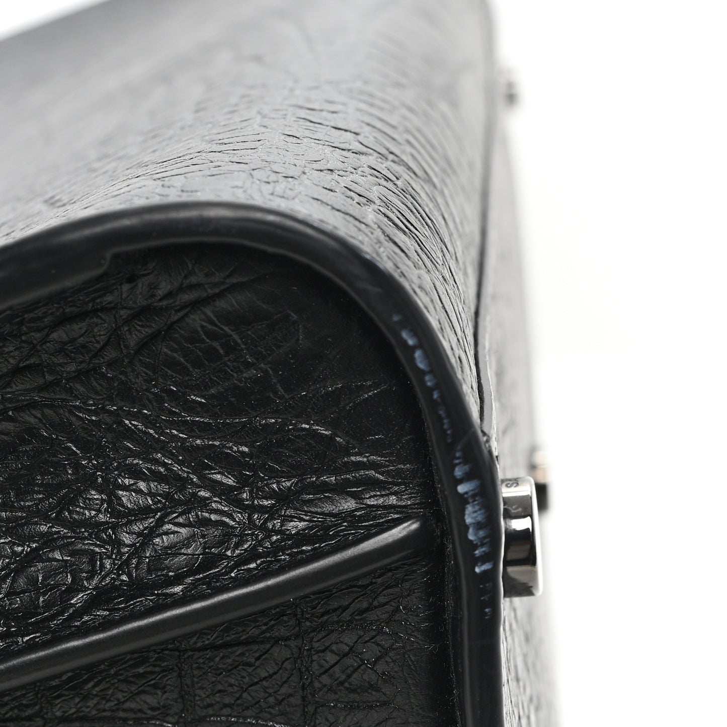 Calfskin Crocodile Embossed Large Sac De Jour Carryall Black