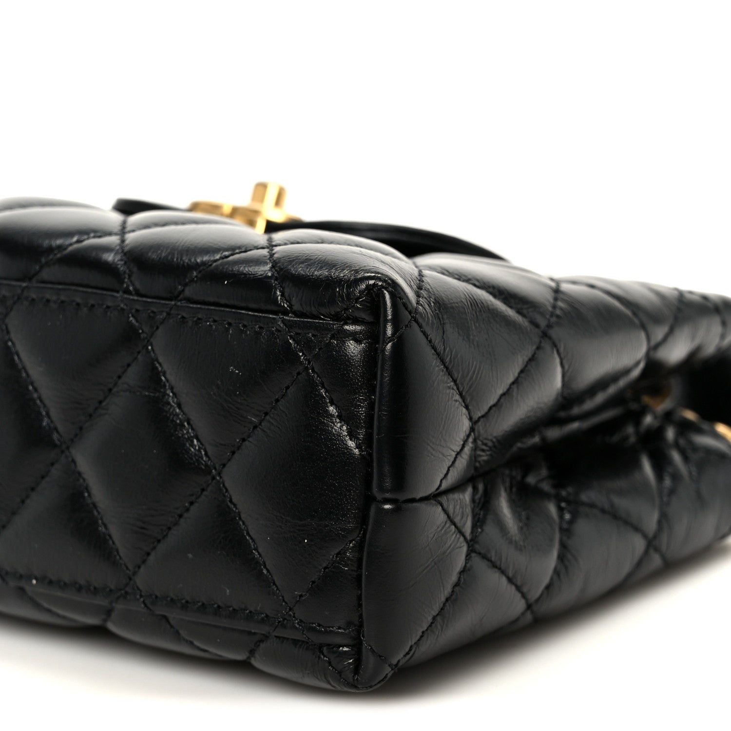 Chanel Shiny Aged Calfskin Quilted Nano Kelly Shopper Black 10 of 10