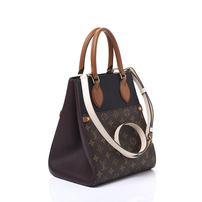 Louis Vuitton Calfskin Monogram Fold Tote MM Black Wine Cream 2 of 11