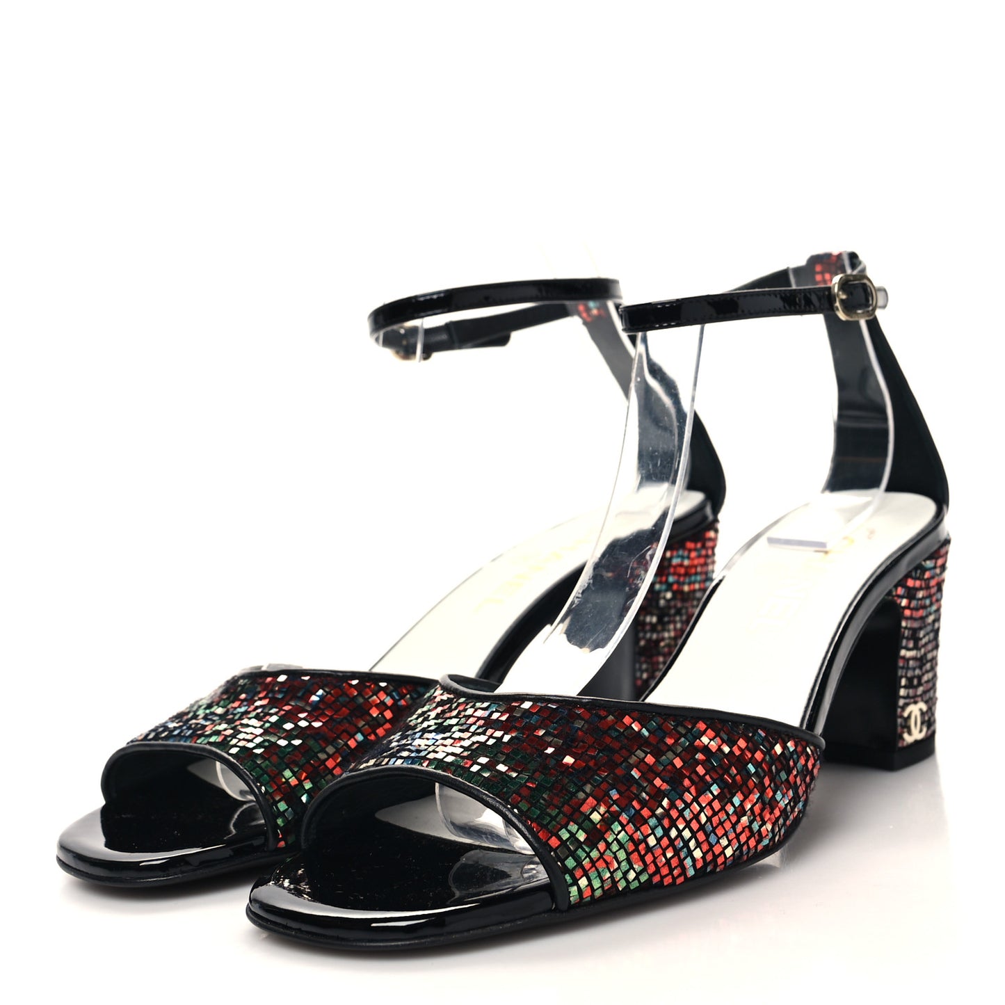 Glitter Ankle Strap Sandals 39 Multicolor