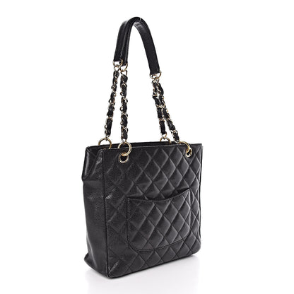 Chanel Caviar Quilted Petit Shopping Tote PST Black 3 of 10