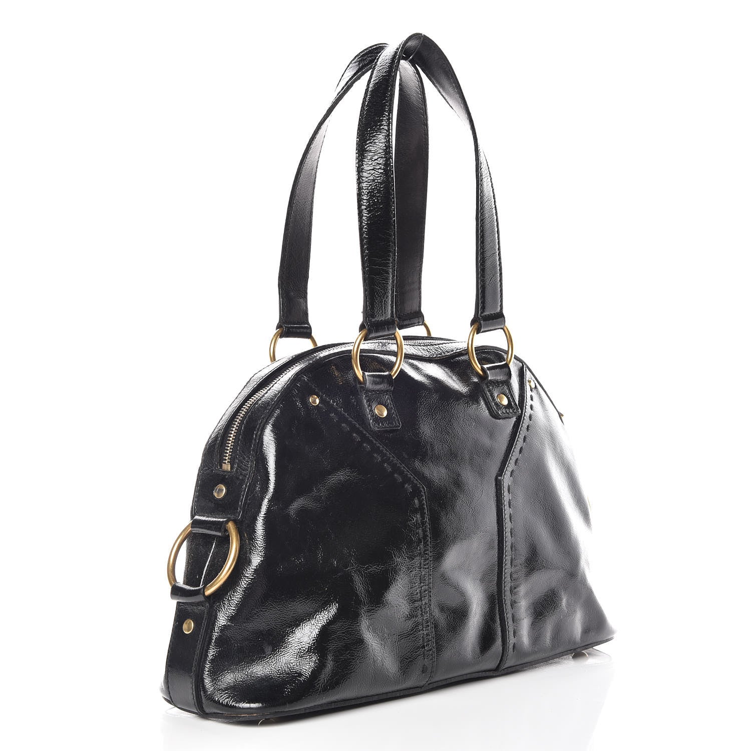 Saint Laurent Textured Patent Calfskin Medium Muse Black 3 of 26