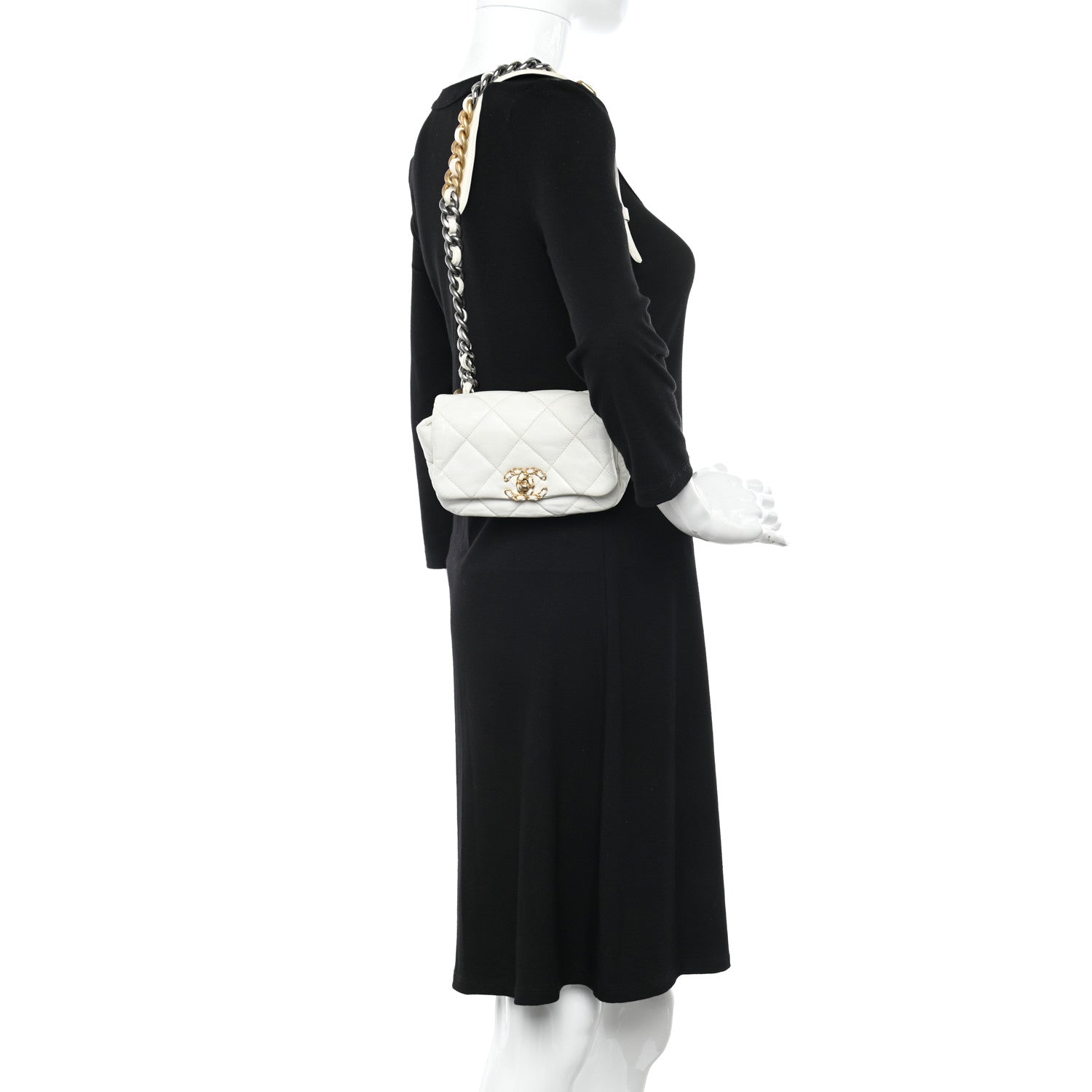 Chanel Goatskin Quilted Chanel 19 Waist Bag White 2 of 14