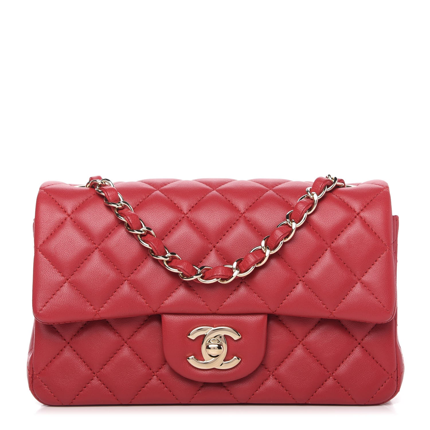 Chanel Lambskin Quilted Mini Rectangular Flap Red 1 of 10