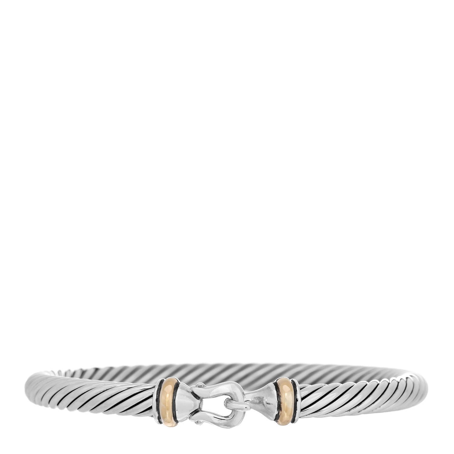 Sterling Silver 18K Yellow Gold 5mm Cable Classic Buckle Bracelet