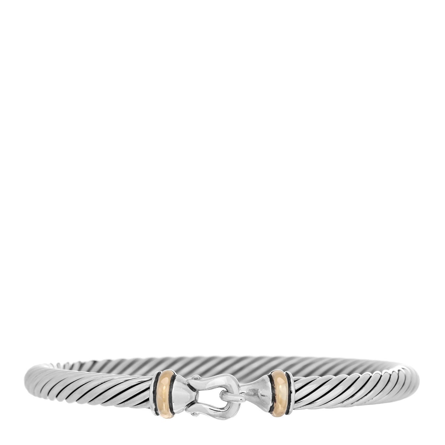 David Yurman Sterling Silver 18K Yellow Gold 5mm Cable Classic Buckle Bracelet 1 of 3