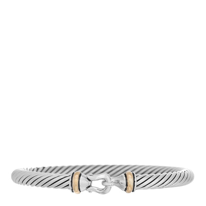 David Yurman Sterling Silver 18K Yellow Gold 5mm Cable Classic Buckle Bracelet 1 of 3