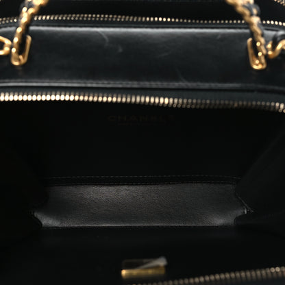 Chanel Shiny Calfskin Quilted Top Handle Vanity Black 6 of 11