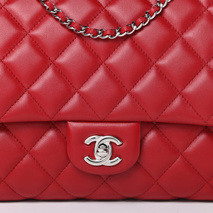 Chanel Lambskin Quilted Clutch With Chain Flap Red 8 of 13