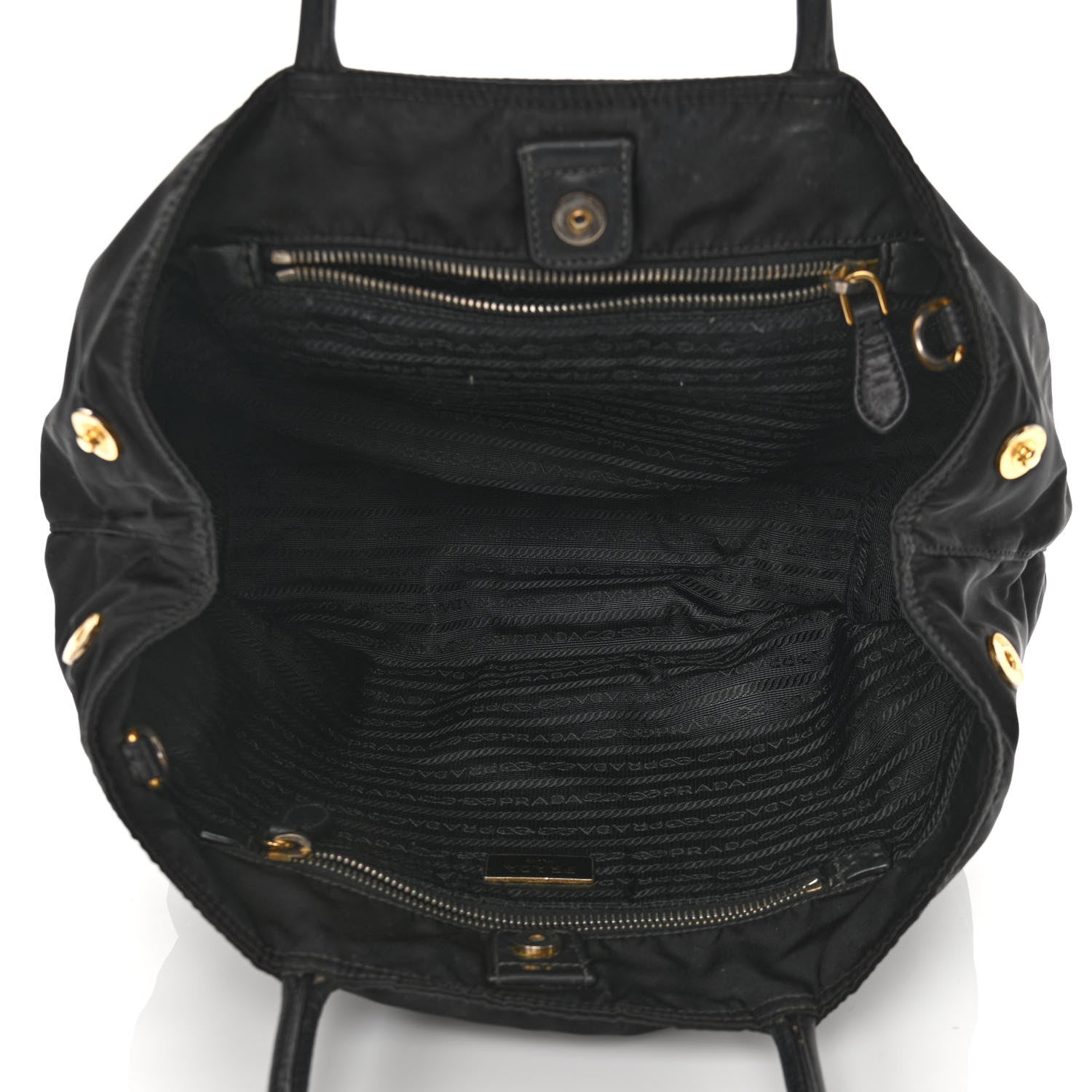 Prada Nylon Calfskin Tote Black 5 of 9