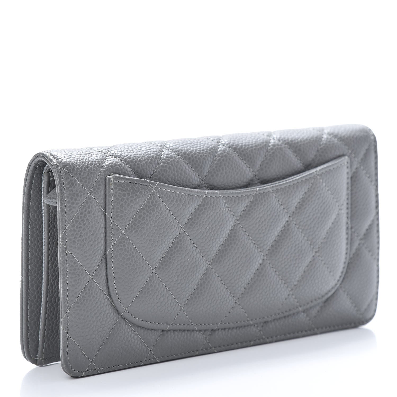 Chanel Caviar Quilted Yen Wallet Grey 3 of 9