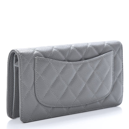 Chanel Caviar Quilted Yen Wallet Grey 3 of 9