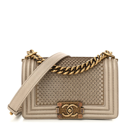 Chanel Metallic Lambskin Small Scaled Boy Flap Beige 1 of 11