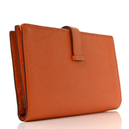 Hermes Epsom Bearn Gusset Wallet Orange 3 of 8
